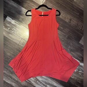 Sleeveless Coral Midi Swing Dress